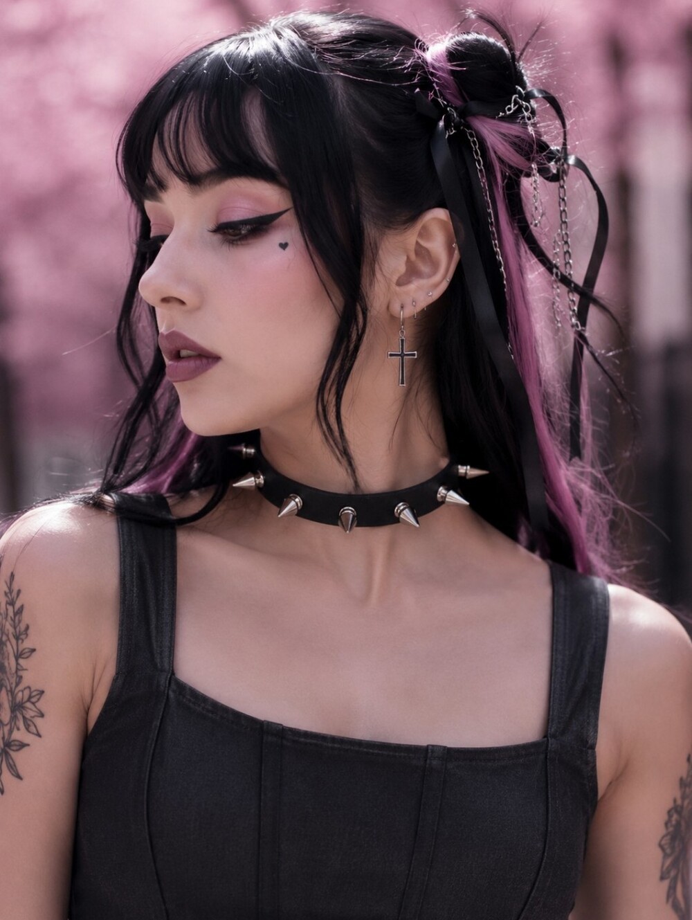 NEW Black Spike Studded Choker Necklace